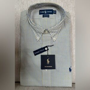 Ralph Lauren Men's Checkered Shirt in Blue and Yellow